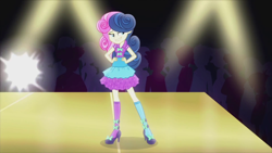 Size: 1920x1080 | Tagged: safe, screencap, bon bon, curly winds, drama letter, flash sentry, golden hazel, some blue guy, sophisticata, sweetie drops, tennis match, watermelody, equestria girls, life is a runway, background human, silhouette, solo