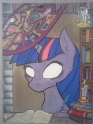 Size: 1280x1707 | Tagged: safe, artist:sparkafterdark, derpibooru import, twilight sparkle, bust, magic, portrait, solo, traditional art