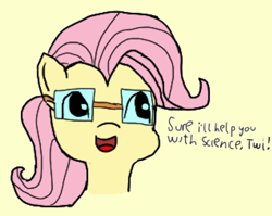 Size: 730x581 | Tagged: safe, artist:artiks, derpibooru exclusive, fluttershy, pegasus, pony, female, glasses, mare, safety goggles, simple background, solo