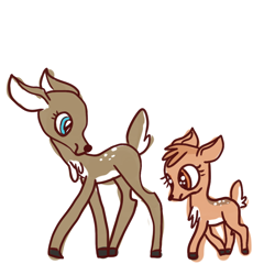 Size: 1024x1024 | Tagged: safe, artist:pinkinfrench, oc, oc only, deer, concept art, do or deer, doe, duo, fawn, female, simple background, white background