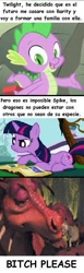 Size: 257x834 | Tagged: safe, derpibooru import, spike, twilight sparkle, dragon, comic strip, meme, spanish, translated in the comments