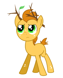 Size: 534x660 | Tagged: safe, edit, oc, oc only, oc:treebark, deer pony, earth pony, original species, pony, branches, colt, do or deer, fake antlers, male, simple background, solo, white background