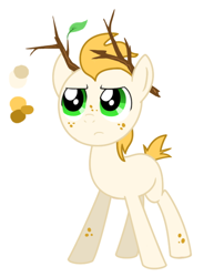 Size: 534x660 | Tagged: safe, edit, oc, oc only, oc:treebark, deer pony, earth pony, original species, pony, branches, colt, do or deer, fake antlers, male, simple background, solo, white background