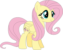 Size: 1024x828 | Tagged: safe, artist:ra1nb0wk1tty, fluttershy, pegasus, pony, folded wings, simple background, smiling, solo, standing, transparent background, wings