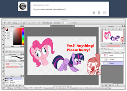 Size: 1280x918 | Tagged: safe, derpibooru import, pinkie pie, twilight sparkle, earth pony, pony, excited, firealpaca, jimmy neutron, scared, tongue out