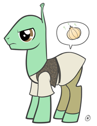 Size: 629x820 | Tagged: safe, ogre, pony, onion, ponified, shrek, simple background, solo, white background