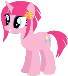 Size: 1024x1137 | Tagged: safe, artist:ra1nb0wk1tty, pinkie pie, sunny flare, pony, unicorn, equestria girls ponified, female, mare, ponified, recolor, simple background, solo, transparent background