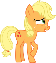 Size: 5335x6000 | Tagged: safe, artist:slb94, applejack, earth pony, pony, where the apple lies, absurd resolution, freckles, nervous, simple background, solo, teenage applejack, transparent background, vector, younger