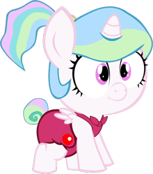 Size: 548x624 | Tagged: safe, artist:megarainbowdash2000, princess celestia, alicorn, pony, between dark and dawn, age regression, baby, baby pony, bikini, cewestia, clothes, cute, diaper, female, filly, foal, simple background, swimsuit, transparent background, younger