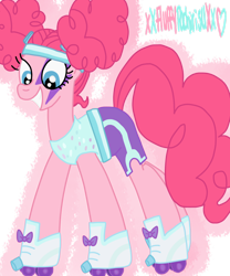 Size: 1024x1229 | Tagged: safe, artist:xxfluffypachirisuxx, pinkie pie, pony, scare master, pinkie puffs, roller skates, simple background, solo, transparent background