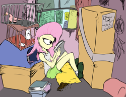 Size: 1557x1200 | Tagged: safe, artist:backgrounds-ponies, fluttershy, equestria girls, clothes, female, pets, pink hair, solo