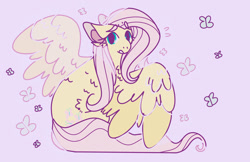 Size: 1360x879 | Tagged: safe, artist:beanieprince, fluttershy, butterfly, pegasus, pony, solo