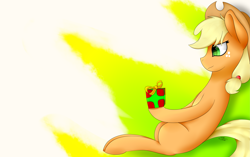 Size: 4467x2800 | Tagged: safe, artist:stevejunier, applejack, earth pony, pony, absurd resolution, leaning back, present, solo