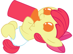 Size: 1350x1000 | Tagged: safe, artist:beavernator, apple bloom, pony, adorabloom, baby, baby bottle, baby pony, cute, diaper, foal, simple background, solo, vector, white background, younger