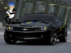 Size: 1032x774 | Tagged: safe, artist:vipeydashie, flash sentry, equestria girls, car, chevrolet, chevrolet camaro, equestria girls in real life, flash sentry's car, guitar, obligatory pony, photo