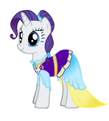 Size: 450x500 | Tagged: artist needed, safe, rarity, pony, unicorn, alternate hairstyle, clothes, dress, female, gem, journey of the spark, mare, simple background, smiling, white background