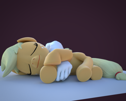 Size: 1500x1200 | Tagged: safe, artist:feldwebelbrony, applejack, earth pony, pony, 3d, blender, cute, jackabetes, sleeping, wip