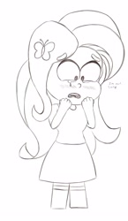 Size: 2915x5041 | Tagged: safe, artist:greed, fluttershy, equestria girls, blushing, crying, digital art, i'm not cute, lineart