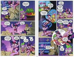 Size: 1211x927 | Tagged: safe, artist:brendahickey, derpibooru import, idw, fluttershy, spike, twilight sparkle, twilight sparkle (alicorn), alicorn, dragon, pegasus, pony, spoiler:comic, spoiler:comicff17, comic, female, idw advertisement, magic, magic aura, male, mane bite, mare, official comic, paperwork, preview, speech bubble, telekinesis