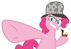 Size: 7040x4926 | Tagged: safe, artist:jhayarr23, pinkie pie, earth pony, pony, secrets and pies, absurd resolution, deerstalker, detective, female, hat, mare, simple background, solo, transparent background, underhoof, vector