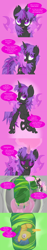 Size: 1434x7552 | Tagged: safe, artist:law44444, derpibooru import, cheese sandwich, flash sentry, pinkie pie, twilight sparkle, changeling, earth pony, pony, bad end, captured, changeling feeding, changelingified, cocoon, comic, cute