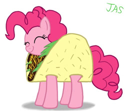 Size: 540x480 | Tagged: safe, artist:jas, pinkie pie, pony, clothes, costume, food, solo, taco