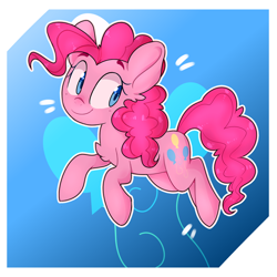 Size: 1024x1024 | Tagged: safe, artist:datdokidork, pinkie pie, earth pony, pony, cutie mark background, female, mare, smiling, solo