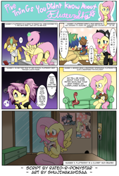 Size: 2893x4292 | Tagged: safe, artist:shujiwakahisaa, doctor horse, doctor stable, fluttershy, pegasus, pony, snake, series:five things you didn't know, blushing, blushing profusely, cigarette, comic, danganronpa, danganronpa v3, dialogue, exclamation point, exposed, fujoshi, fujoshy, gay, goth, gratuitous japanese, headcanon, hilarious in hindsight, hives, interrobang, japanese, kokichi oma, male, neighponese, otakushy, psychiatrist, question mark, redwall, right to left, shuichi saihara, skull, smoking, spiked wristband, translation request, wristband, yaoi fangirl