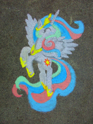 Size: 774x1032 | Tagged: safe, artist:malte279, princess celestia, alicorn, pony, color enhanced, solo, spray chalk, traditional art