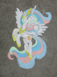 Size: 1536x2048 | Tagged: safe, artist:malte279, princess celestia, alicorn, pony, solo, spray chalk, traditional art