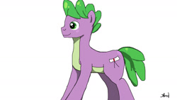 Size: 1280x720 | Tagged: safe, artist:jbond, earth pony, pony, ponified spike, simple background, solo, white background