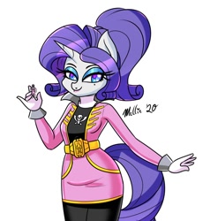 Size: 1000x1050 | Tagged: safe, artist:melliedraws, rarity, anthro, atg 2020, clothes, gokaiger, newbie artist training grounds, pirate, pirate rarity, solo, super sentai, toy, uniform