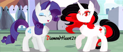 Size: 7000x3000 | Tagged: safe, artist:diamondheart21, rarity, oc, oc:diamondheart, pony, unicorn, beautiful, canterlot, cute, female, mare