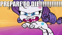 Size: 1920x1080 | Tagged: safe, edit, edited screencap, screencap, rarity, pony, unicorn, bad thing no. 3, my little pony: pony life, spoiler:pony life s01e05, angry, caption, chowder, excessive exclamation marks, image macro, imminent murder, text, truffles