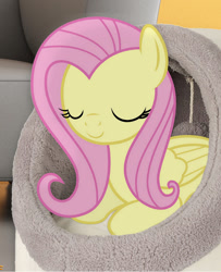 Size: 786x968 | Tagged: safe, artist:slb94, fluttershy, pegasus, pony, behaving like a cat, cute, eyes closed, fluttercat, folded wings, irl, photo, ponies in real life, prone, shyabetes