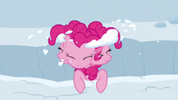 Size: 1280x720 | Tagged: safe, screencap, pinkie pie, pony, not asking for trouble, head shake, snow, solo