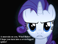 Size: 960x720 | Tagged: safe, edit, edited screencap, screencap, rarity, pony, unicorn, bats!, angry, cropped, implied wind rider, lines to be mumbled at ovington's, ogden nash, speech, talking