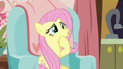 Size: 1280x720 | Tagged: safe, screencap, fluttershy, pegasus, pony, discordant harmony, sofa, solo