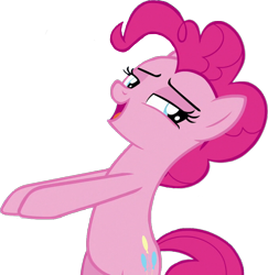 Size: 1001x1028 | Tagged: safe, artist:fernalexx97, pinkie pie, earth pony, pony, not asking for trouble, bipedal, female, lidded eyes, simple background, smiling, smug, solo, transparent background, vector