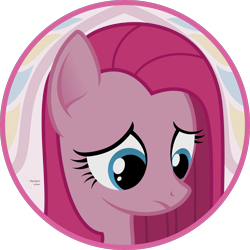 Size: 2000x2000 | Tagged: safe, artist:arifproject, pinkie pie, earth pony, pony, arif's circle vector, bust, circle, frown, pinkamena diane pie, portrait, sad, semi-transparent, simple background, solo, transparent background, vector