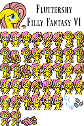 Size: 256x384 | Tagged: safe, artist:akumath, artist:rydelfox, fluttershy, pegasus, pony, bust, filly fantasy vi, final fantasy, final fantasy vi, pixel art, portrait, sprite, sprite sheet