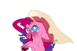 Size: 900x600 | Tagged: safe, artist:sodadoodle, derpibooru exclusive, pinkie pie, earth pony, pony, alternate hair color, alternate hairstyle, cloven hooves, freckles, happy, implied wedding, looking at you, new art style, simple background, starry eyes, transparent background, triangular pony nose, unshorn fetlocks, veil, wedding veil, wingding eyes