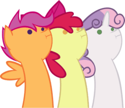 Size: 1021x883 | Tagged: safe, artist:sasukex125, apple bloom, scootaloo, sweetie belle, animated, cutie mark crusaders, nope, simple background, vector, white background