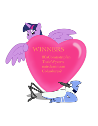 Size: 1024x1314 | Tagged: safe, artist:cartuneslover16, derpibooru import, twilight sparkle, twilight sparkle (alicorn), alicorn, pony, female, heart, mare, mordecai, mordetwi, regular show, simple background, transparent background