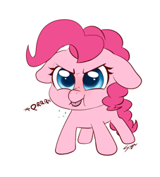 Size: 1000x1100 | Tagged: safe, artist:sion, pinkie pie, earth pony, pony, chibi, cute, female, floppy ears, mare, onomatopoeia, raspberry, raspberry noise, silly, simple background, solo, tongue out, white background