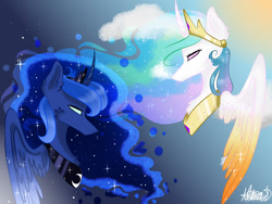 Size: 1280x960 | Tagged: safe, artist:alexaart13, princess celestia, princess luna, alicorn, pony