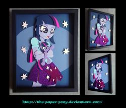 Size: 1325x1132 | Tagged: safe, artist:the-paper-pony, derpibooru import, twilight sparkle, twilight sparkle (alicorn), alicorn, equestria girls, craft, duality, filly, filly twilight sparkle, irl, photo, shadowbox, solo, square crossover