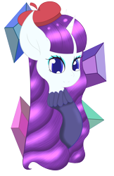 Size: 3300x5100 | Tagged: safe, artist:sweetstrokesstudios, rarity, pony, unicorn, absurd resolution, alternate hairstyle, beatnik rarity, beret, bust, clothes, commission, hat, portrait, simple background, solo, sweater, transparent background