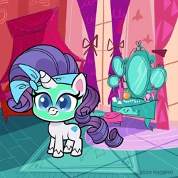 Size: 1080x1080 | Tagged: safe, part of a set, rarity, pony, unicorn, my little pony: pony life, face mask, female, mare, mirror, official, solo