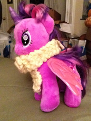 Size: 672x896 | Tagged: safe, artist:erhannis, derpibooru import, twilight sparkle, twilight sparkle (alicorn), alicorn, pony, clothes, female, irl, knit, mare, photo, plushie, scarf, solo